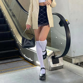 Voguable  Vintage Plaid Double Layer Mesh Skirt High Waist Straight Mini Skirts Fairy Grunge Streetwear Korean Chic Y2K Skirts